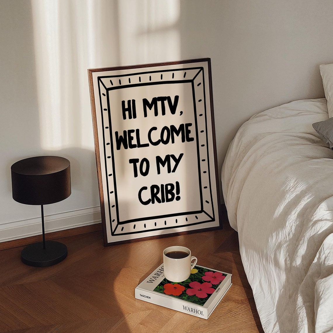 Hi MTV Welcome to My Crib Doodle Frame Retro Fun Quote Wall Poster - Image 5