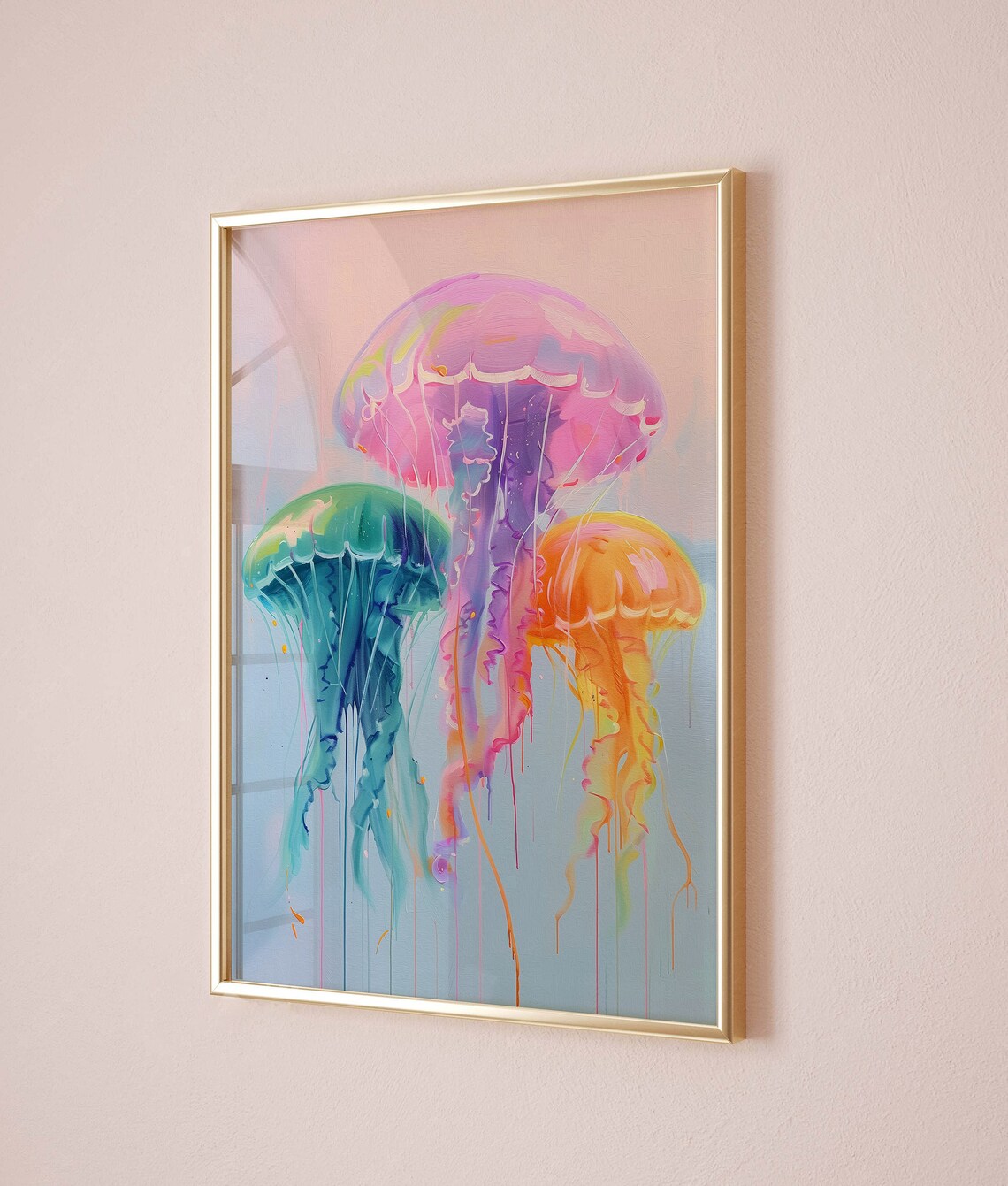 Colorful Jellyfish Art Print Summer Poster Beach House Decor Minimalist Wall Art - Image 4