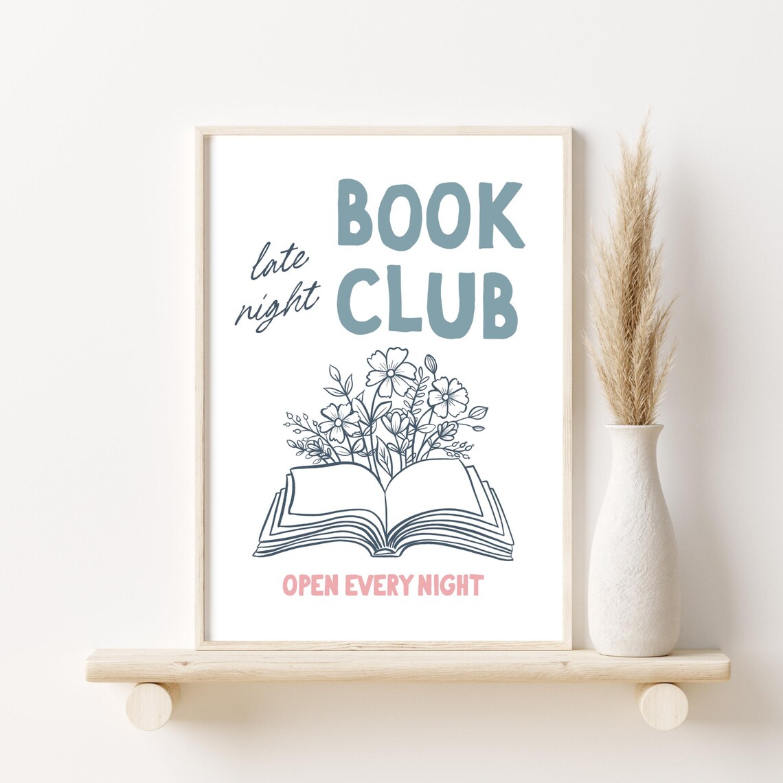 Late Night Book Club Open Every Night Bookish Reading Poster - Image 4