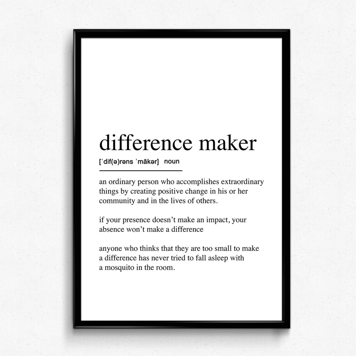 Difference Maker Definition Print Modern Minimalist Wall Art
