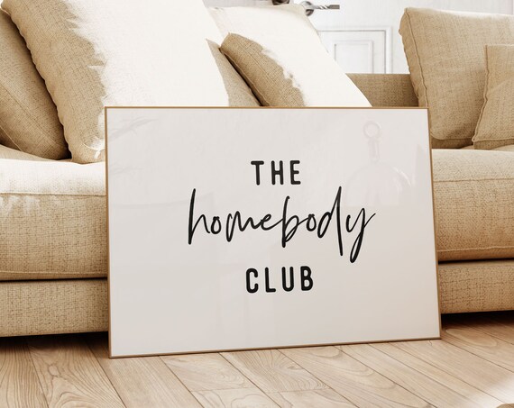 Printable Homebody Club Poster Trendy Wall Art Cute Quote Wall Decor Horizontal Art Print Wall Art Aesthetic Decor