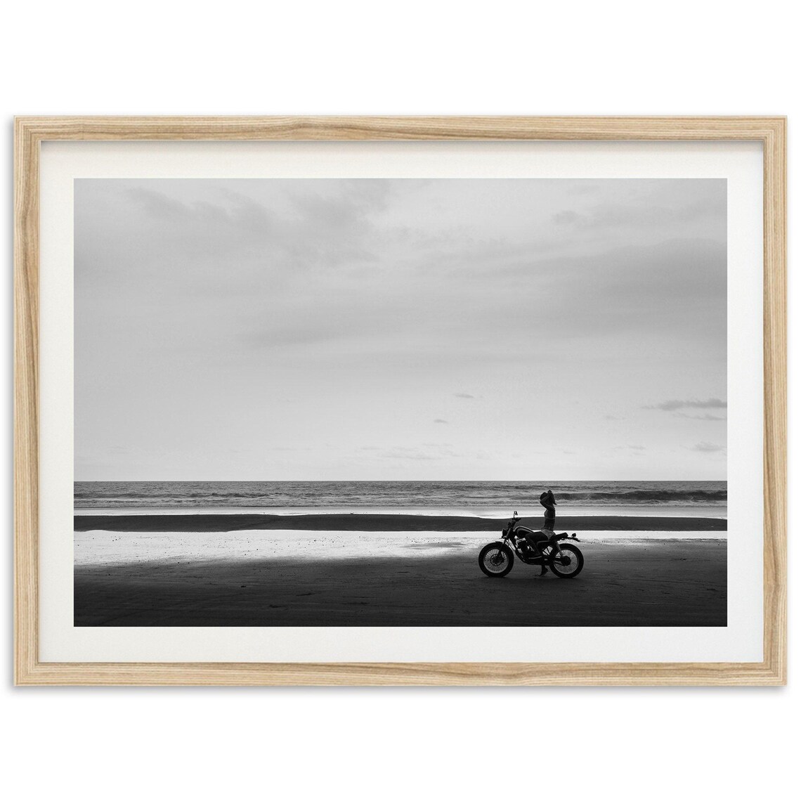 Motorcycle Print, Coastal Cowgirl Vintage Beach Photo