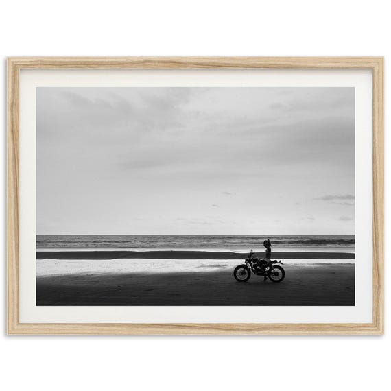 Motorcycle Print, Coastal Cowgirl Vintage Beach Photo