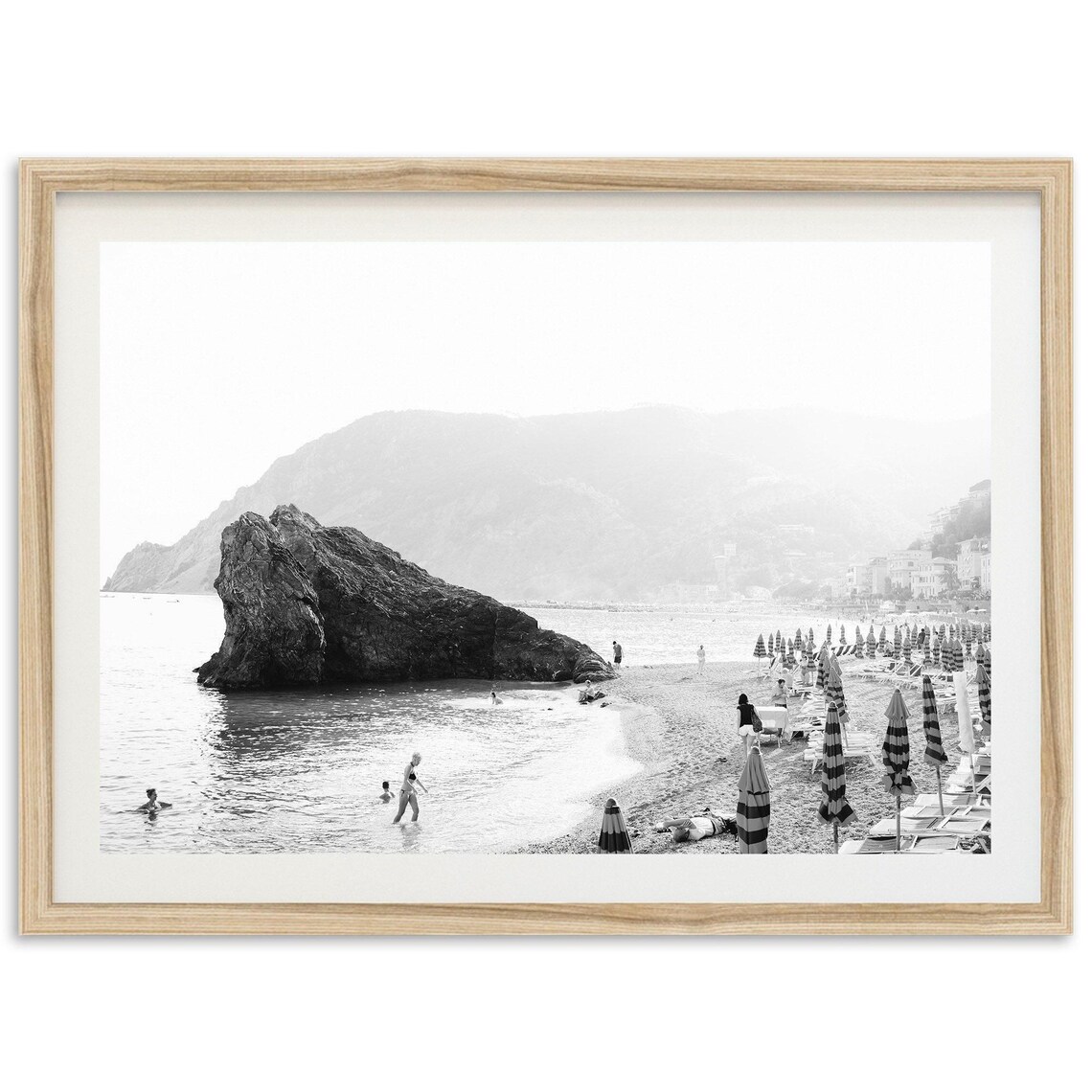 Minimalist Beach Print, Black And White Italy