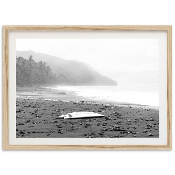 Fine Art Photography Surf Framed Print Black And White Tropical Costa Rica Coastal Beach Home Wall Decor