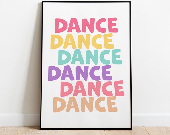 Dance In Candy Pastel Lettering Print Glamorous Typography Quote Art Poster Modern Party Decor Gift For Her Instant