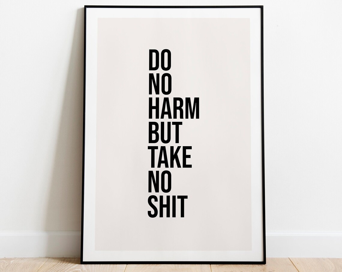 Do No Harm But Take Shit Print Fashion Wall Art Valentines Day Decor Minimalist Typography Gift For Her Instant
