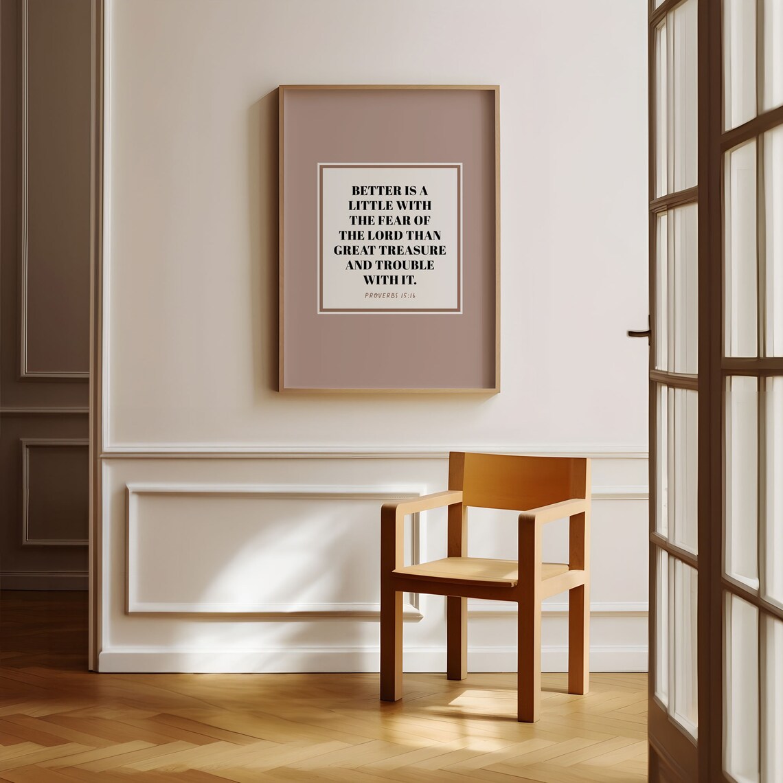 Proverbs 15:16 Fear Of The Lord Bible Verse Dusty Rose Minimalist Poster - Image 5