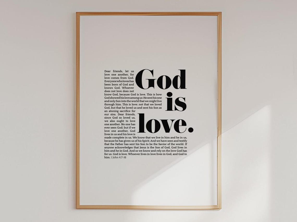 Christian Bible Verse Print God Is Love 1 John 4 Artwork Baptism Gift Scripture Bible Verses About Love Love Verse - Image 4