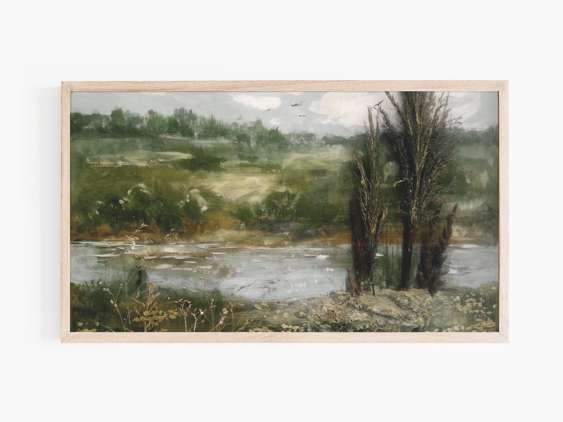 Frame Tv Art Vintage Pond Landscape Painting Tv Art Instant - Image 3