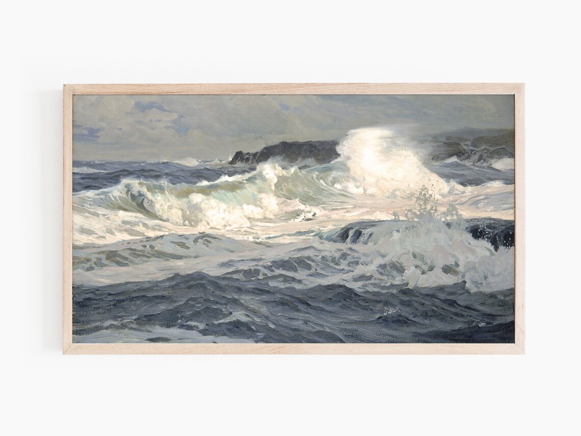 Classic Seascape Painting Art Print, Seashore - Image 2