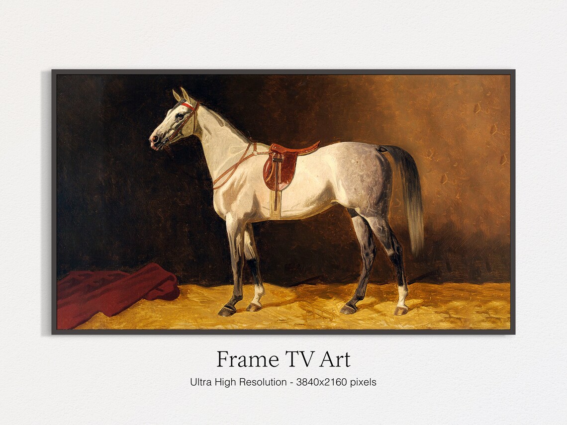 Vintage Horse Painting Art Print, Frame TV