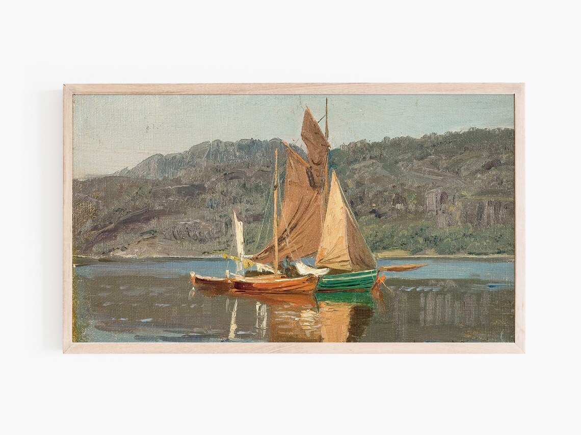 Classic Boat Painting for TV Frame, Abstract Style - Image 2