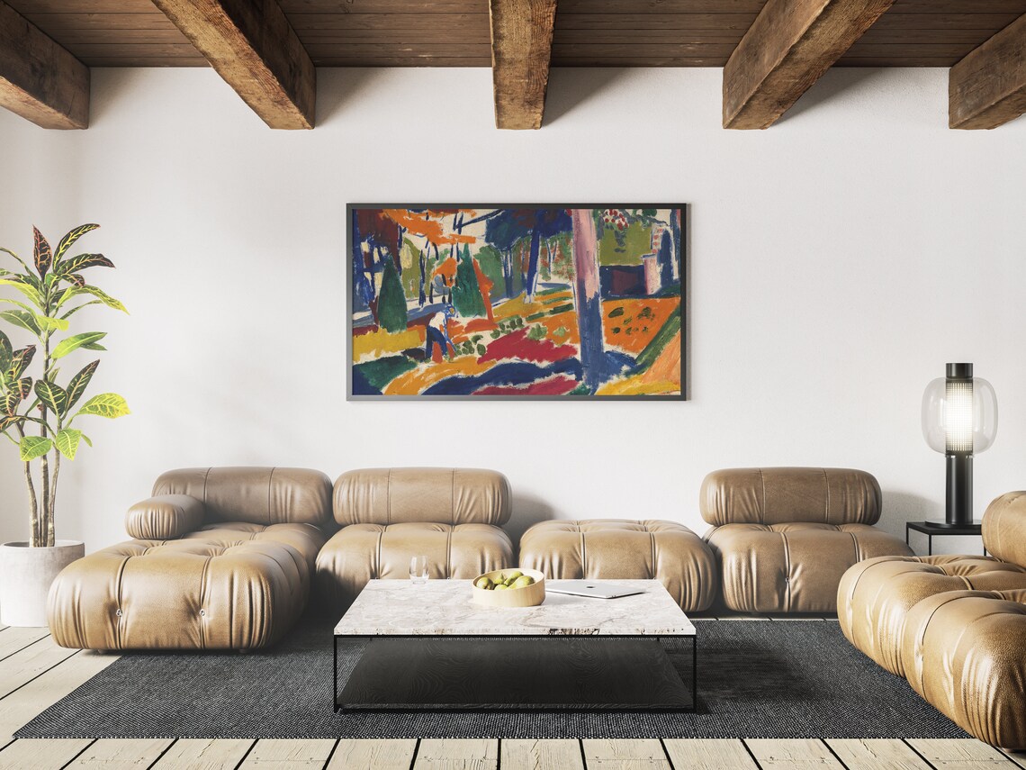 Fauvist Summer Garden Painting Bold Orange Blue Trees Wall Art Print - Image 4