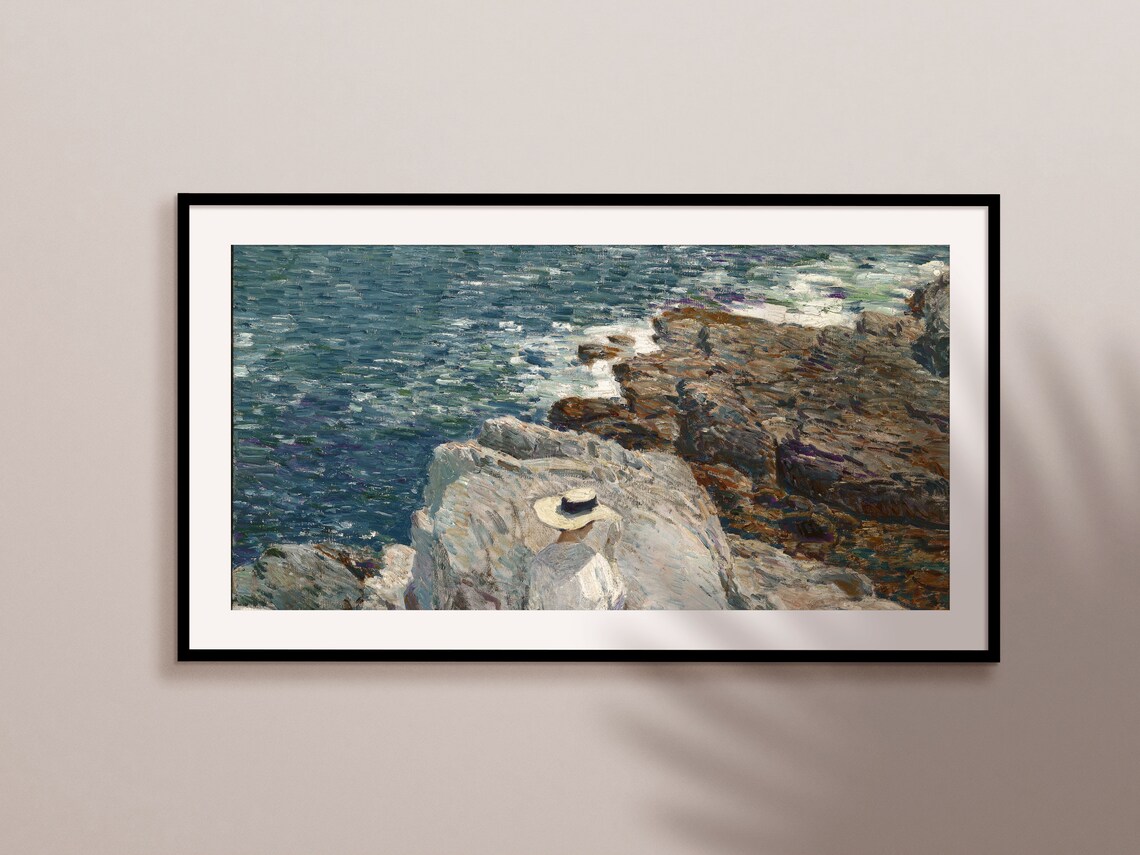 The South Ledges Summer Seascape, Vintage Impressionism - Image 2