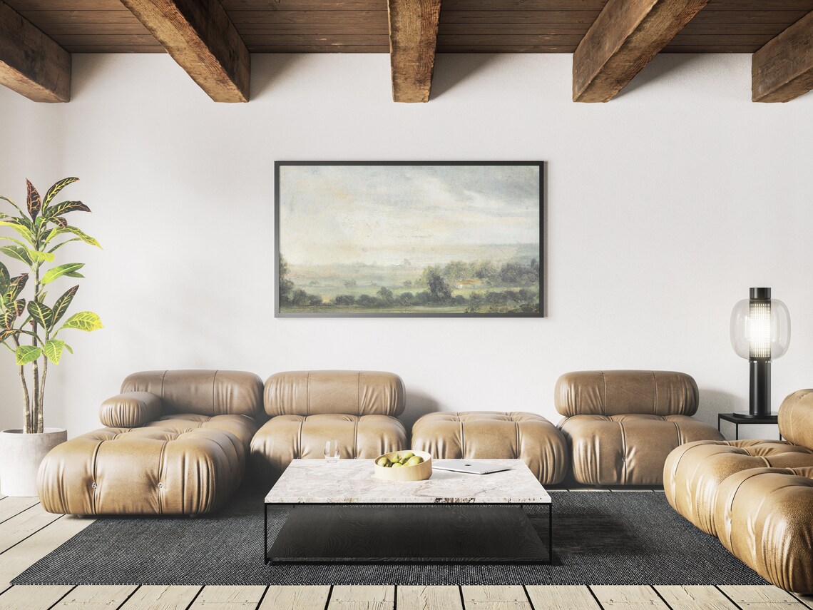 Vintage Frame TV Landscape Art Print, Muted Nature - Image 3