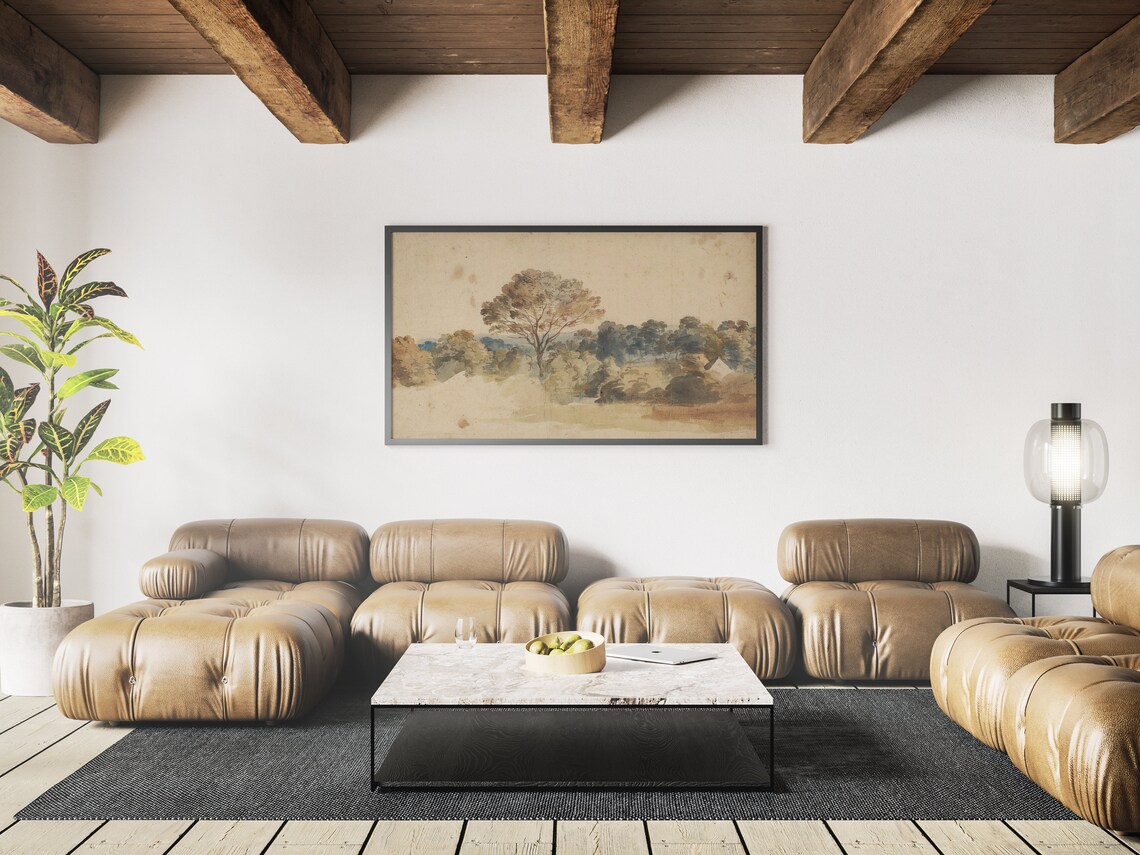 Vintage Nature Landscape Painting, Neutral Art Print - Image 4
