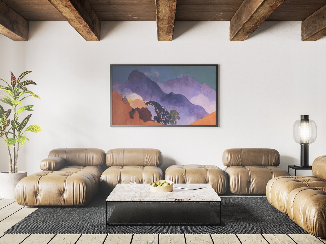 Mountain Tops Oil Painting, Nature Landscape - Image 4