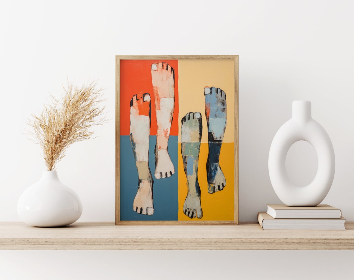 Abstract Legs and Bare Feet Oil Painting Bold Color Block Art Print - Image 3