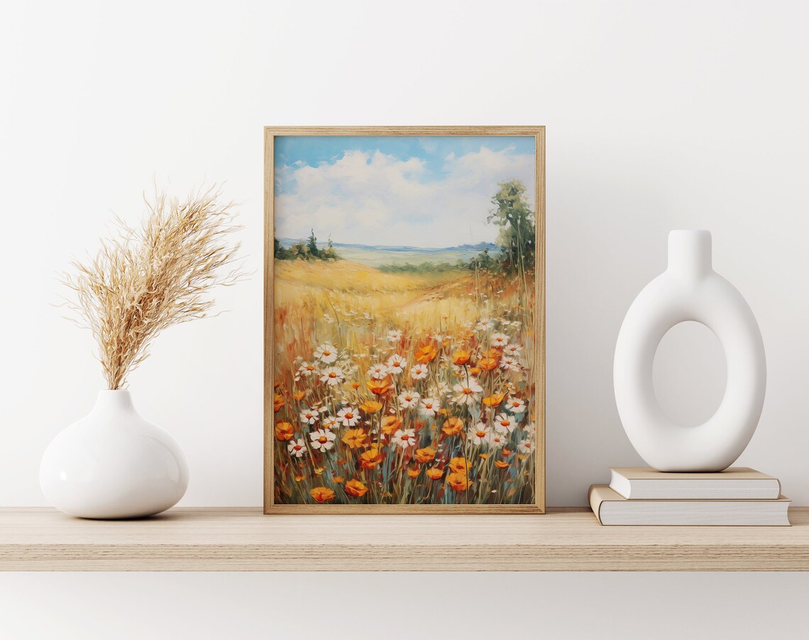 Wildflower Meadow Golden Field Impressionist Nature Art Poster - Image 3