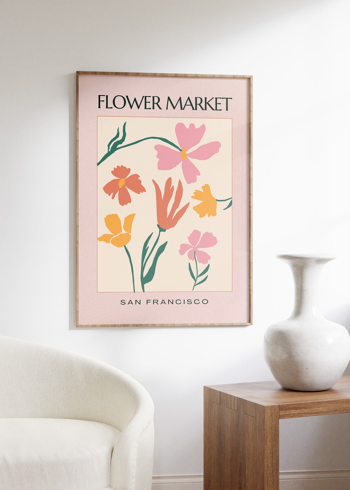 Trendy Pink Orange Gallery Wall Set Six Boho Preppy Aesthetic Poster - Image 2