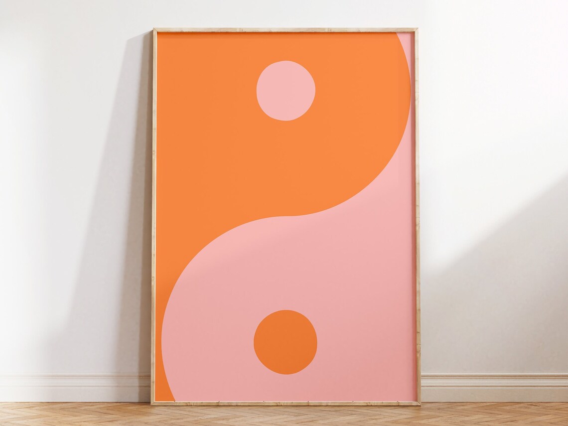 Yin Yang Retro Poster, Y2K Boho Dorm Decor