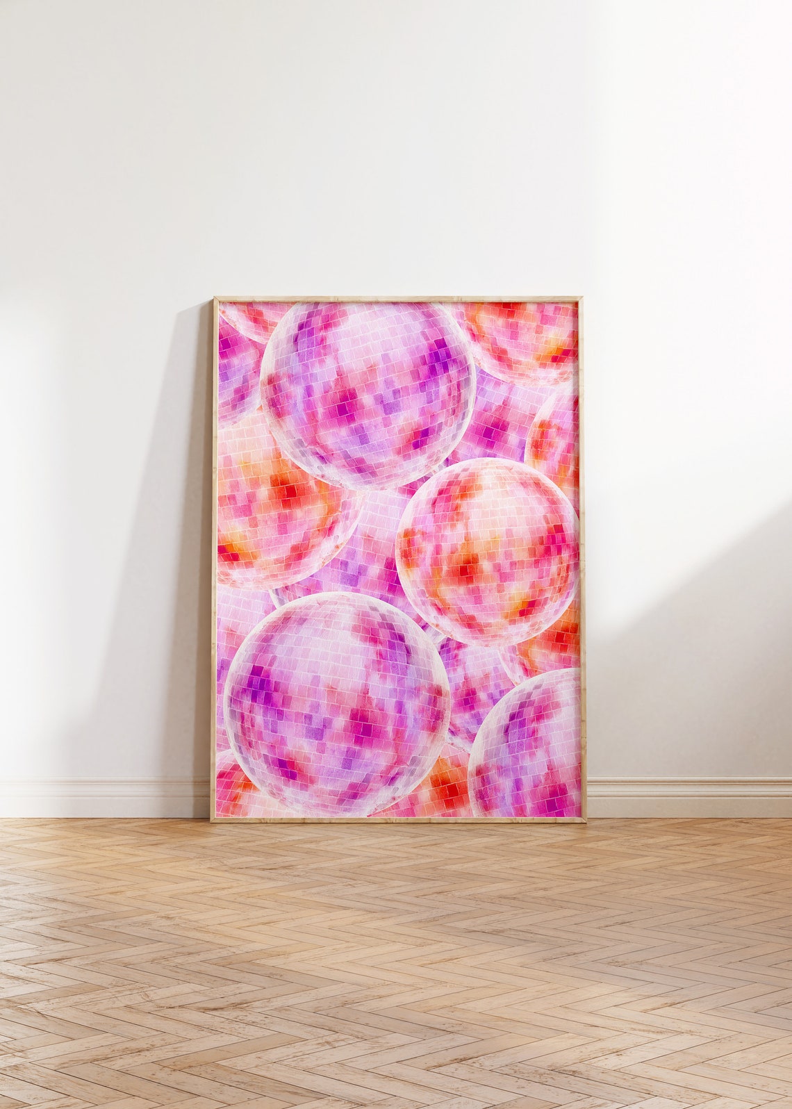 Pink Purple Disco Ball Pattern Trendy Girly Dorm Room Poster - Image 2