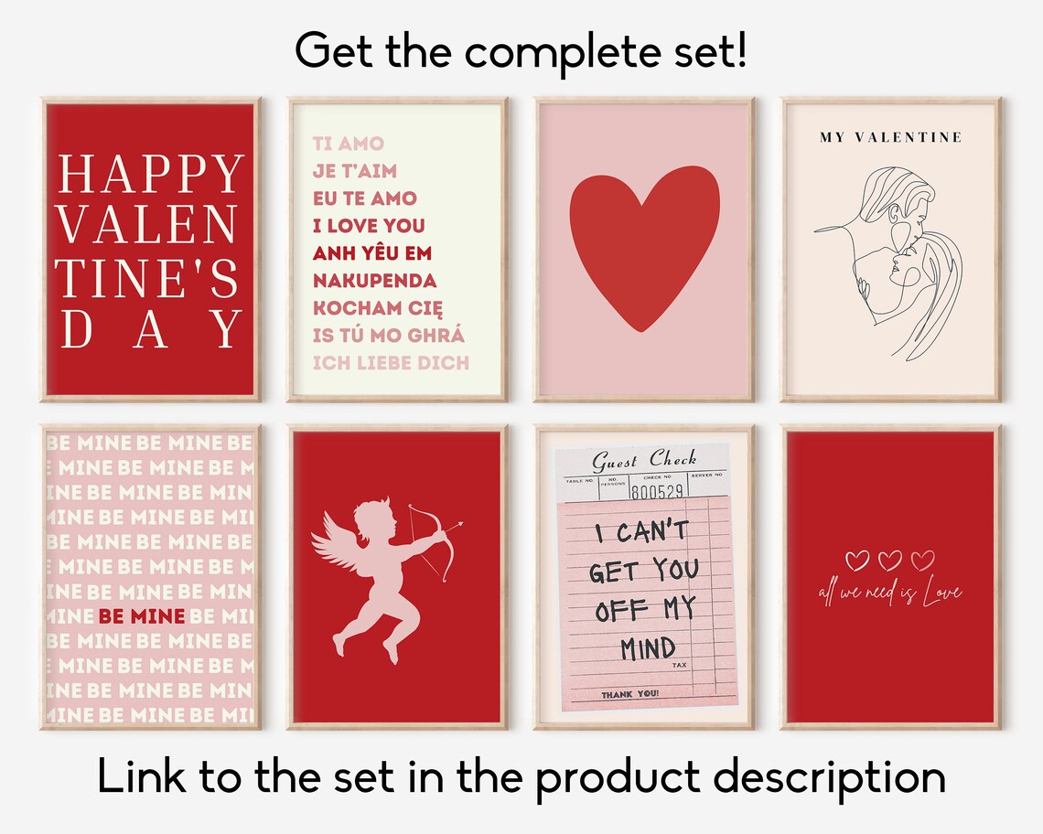 Be Mine Pink and Red Romantic Wall Art Print - Image 2