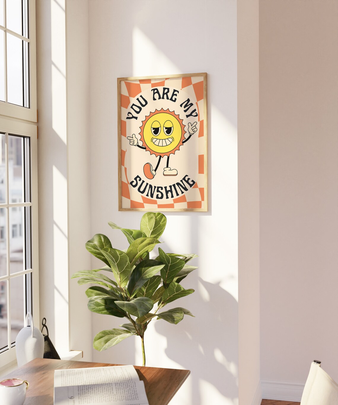 You Are My Sunshine Retro Cartoon Sun Smiley Dorm Nursery Wall Poster - Image 4