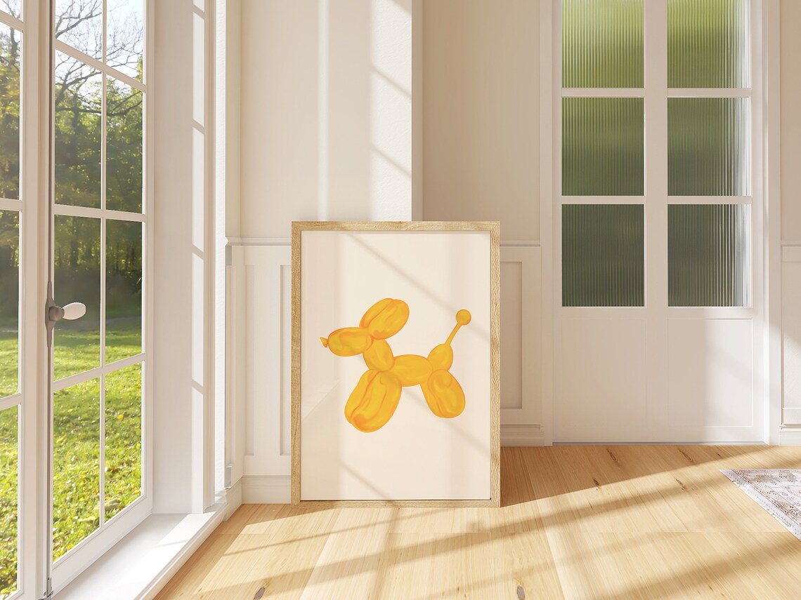Orange Balloon Dog Art Print, Preppy Dorm Decor - Image 2