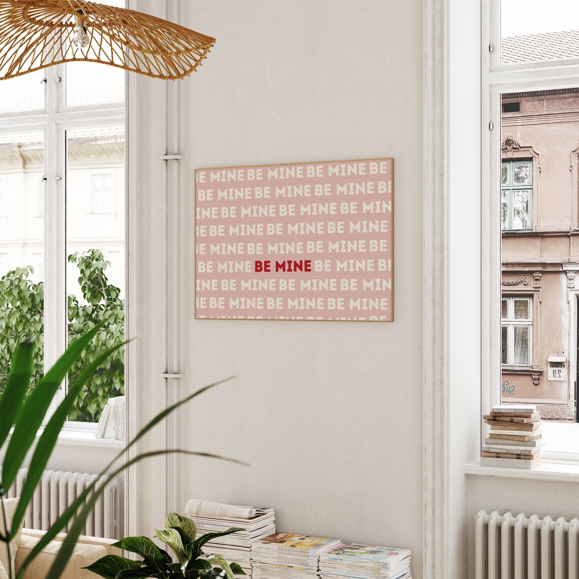 Be Mine Print, Pink And Red Romantic Wall Art - Image 2