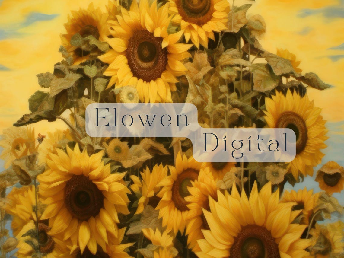 Golden Sunflower Mound Under a Bright Yellow Sky Botanical Poster - Image 6