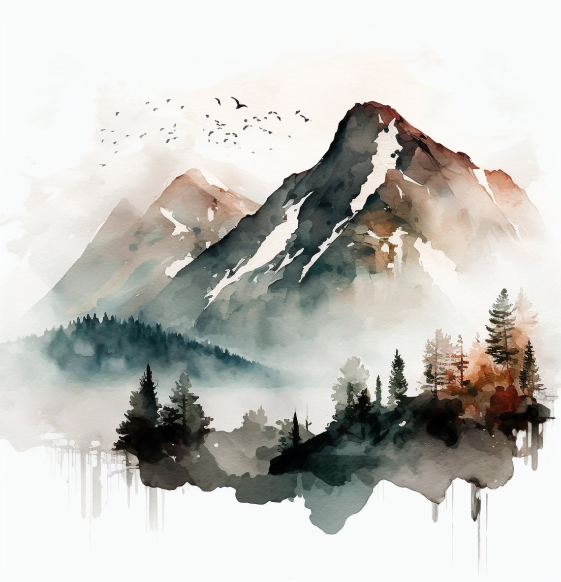 Fall Mountain Watercolor Prints Watercolor Prints Mountain Watercolor Wall Art Watercolor Art - Image 5