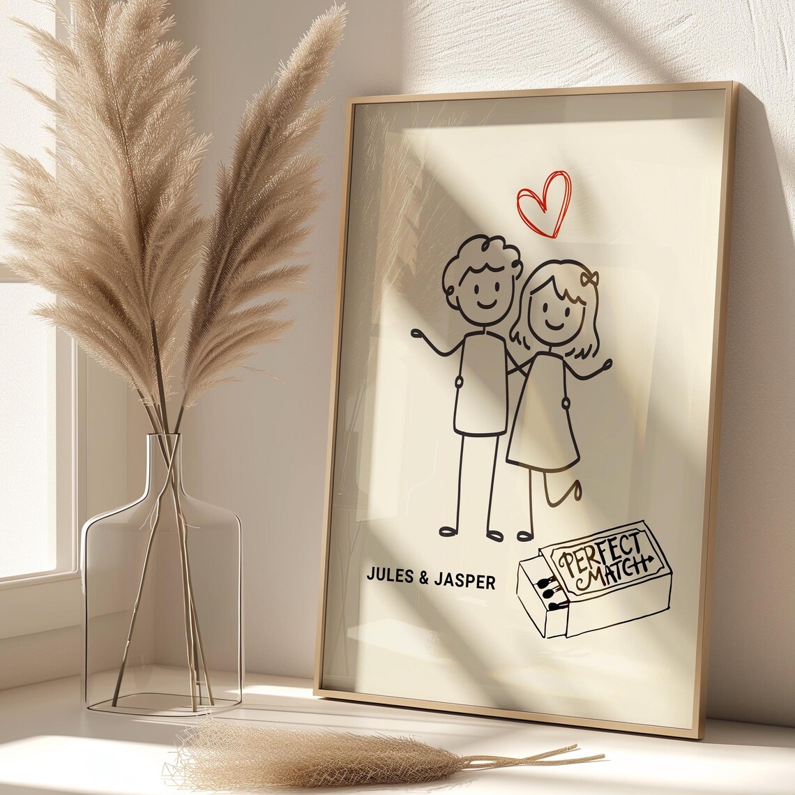 Personalised Stick Figure Couples, Funky Retro Love - Image 2