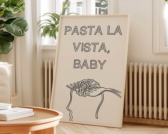 Pasta Wall Art Trendy Kitchen Decor Vintage Food Print Retro Print Kitchen Quote Print Pasta Poster Cute Kitchen Art Wall Art