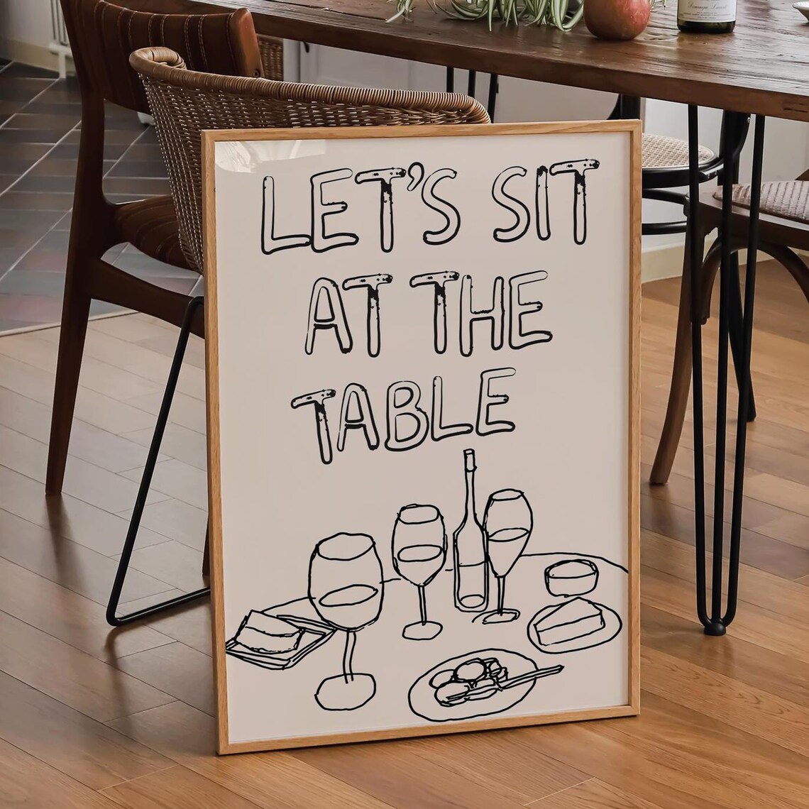 Kitchen Wall Art Food Typography, Dining Room Print