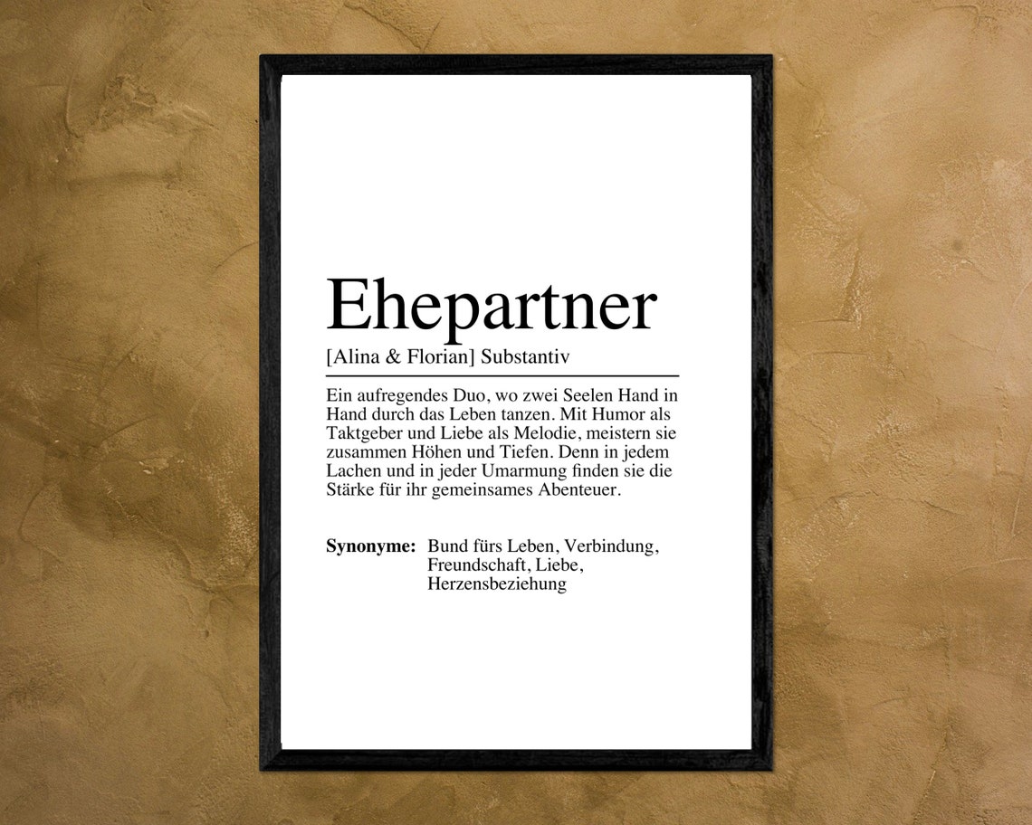 Ehepartner Personalized German Spouse Definition Gift Wall Poster