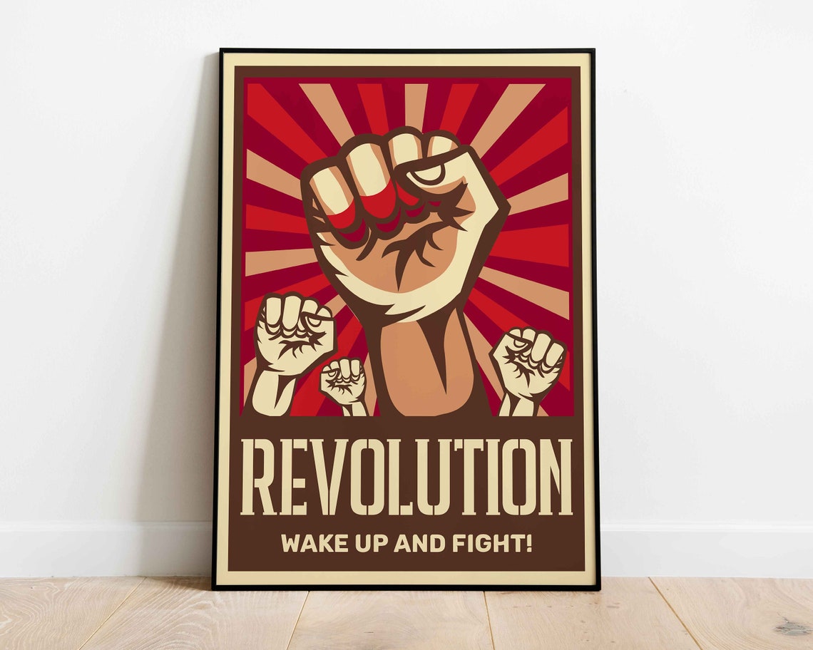 Revolution Wake Up and Fight Raised Fist Protest Power Poster