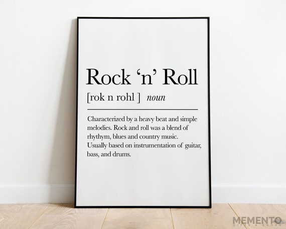 Rock n Roll Dictionary Definition Music Lover Noun Quote Poster