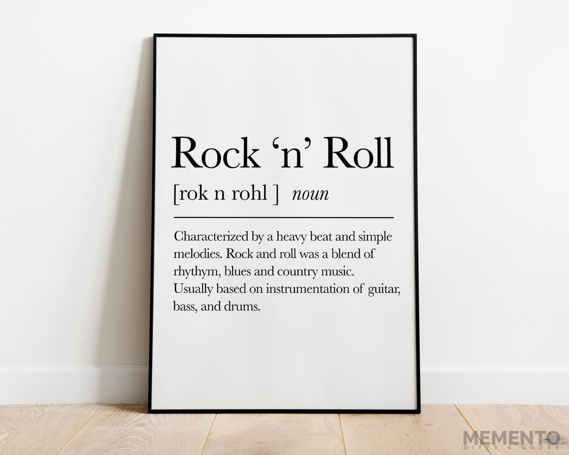 Rock n Roll Dictionary Definition Music Lover Noun Quote Poster