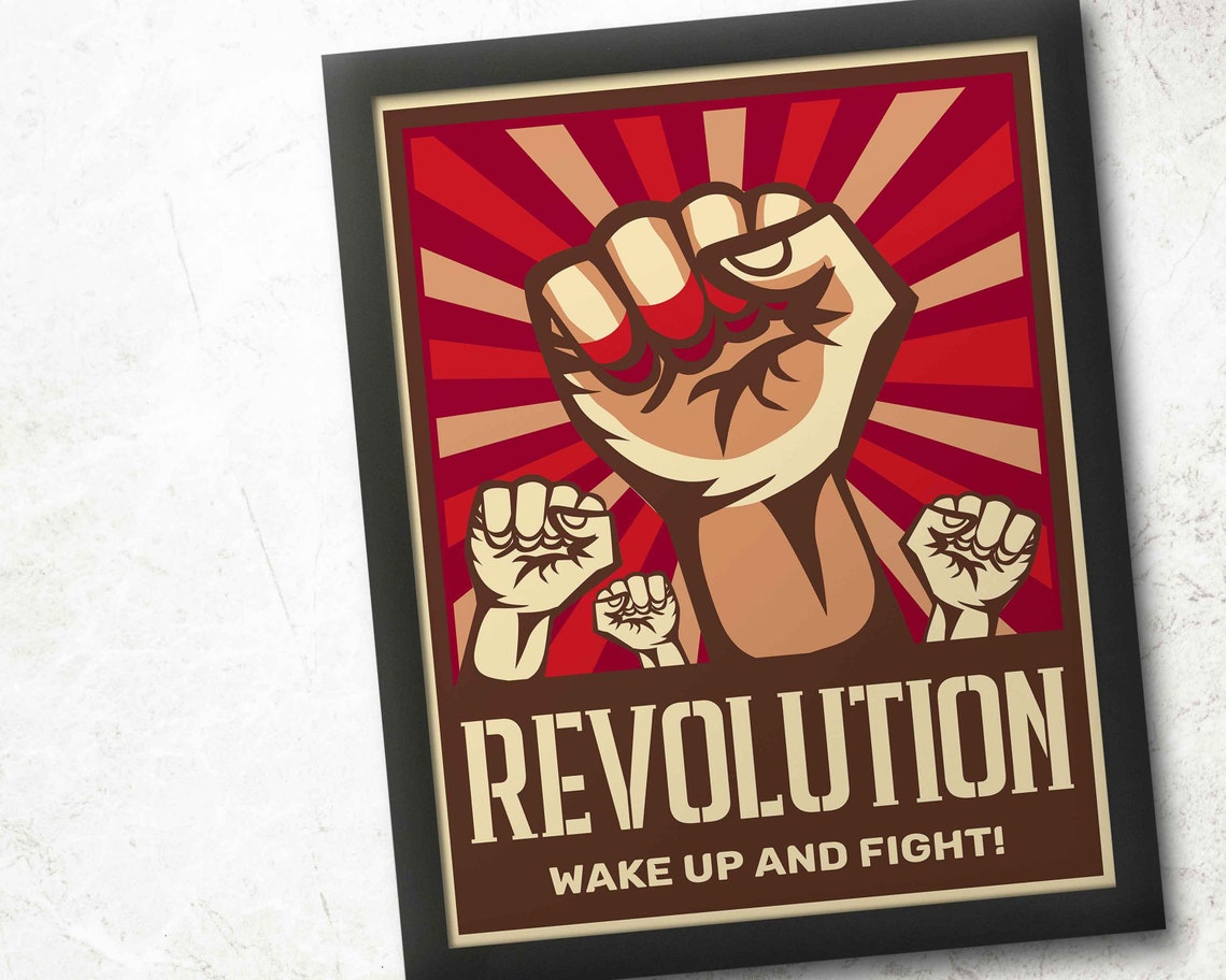 Revolution Wake Up and Fight Raised Fist Protest Power Poster - Image 4