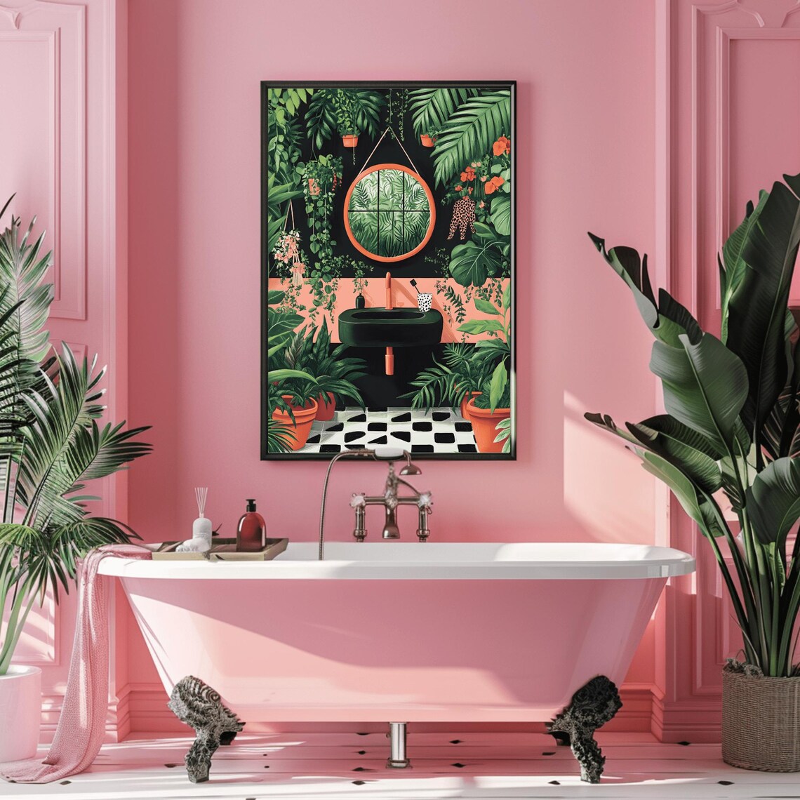 Boho Tropical Bathroom Wall Art Sink Bathroom Tile House Plants Art Print Maximalist Decor Eclectic Gallery Home Decor - Image 3
