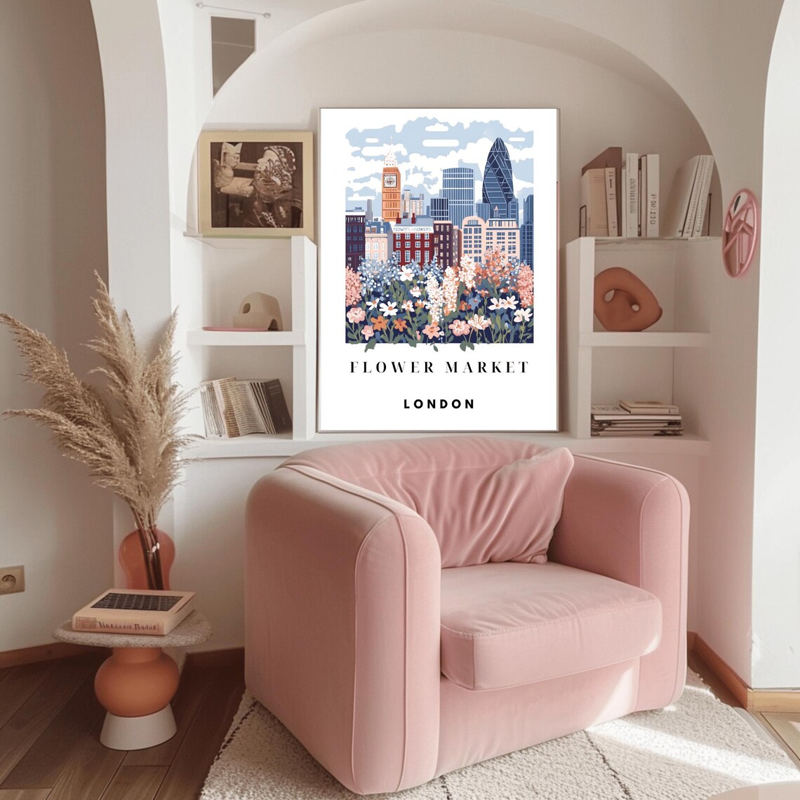 London Flower Market Big Ben Gherkin Skyline Wildflower Poster - Image 3