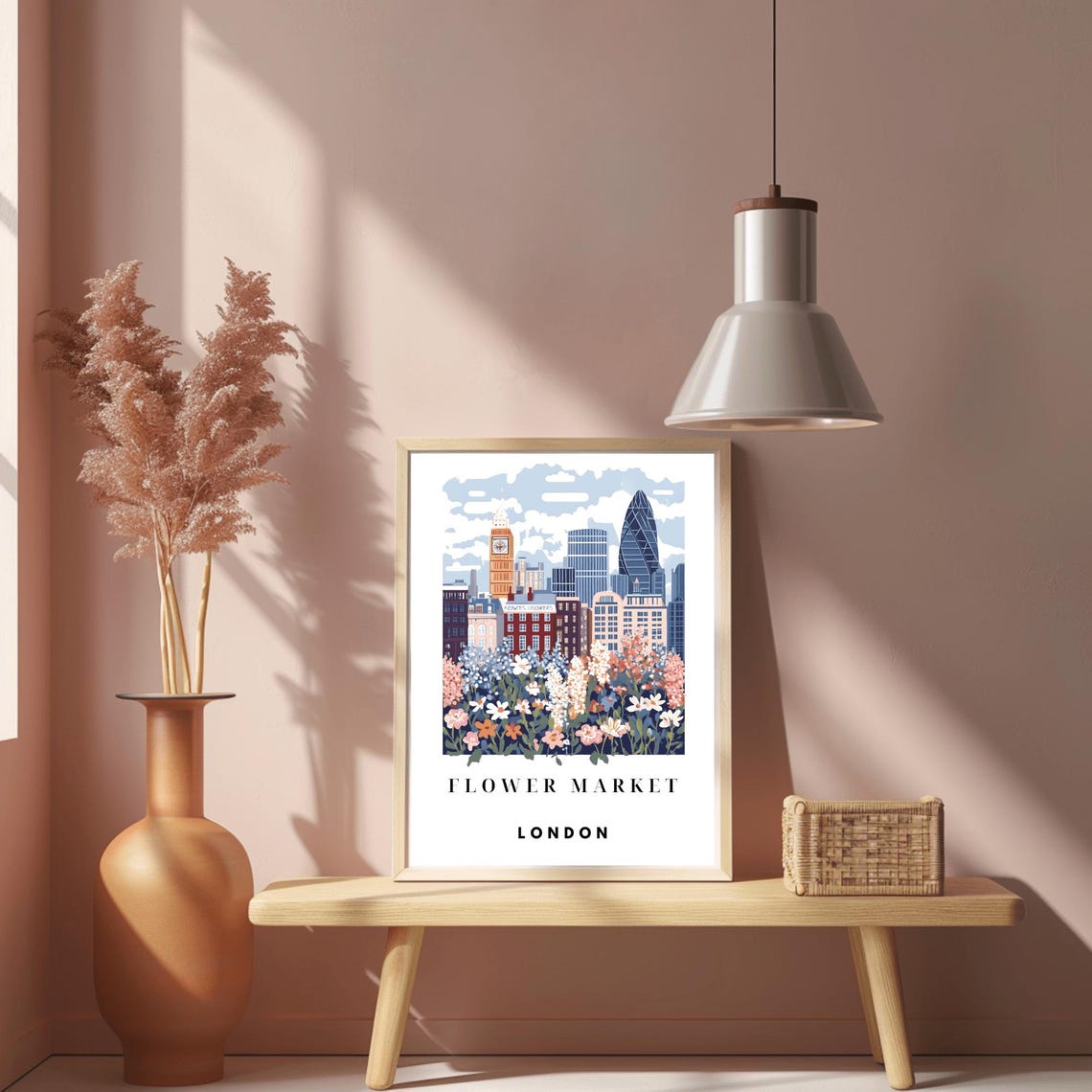 London Flower Market Big Ben Gherkin Skyline Wildflower Poster - Image 2