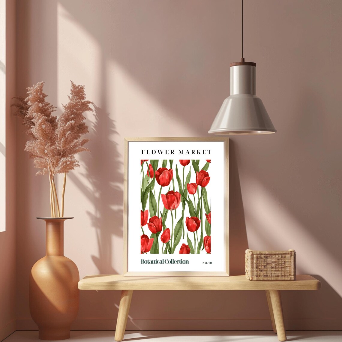 Red Tulip Flower Market Watercolor Botanical No 10 Art Poster - Image 2