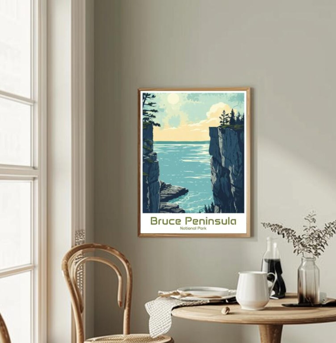 Bruce Peninsula National Park Travel Poster Cliff Overlook Lake View Art - Image 2