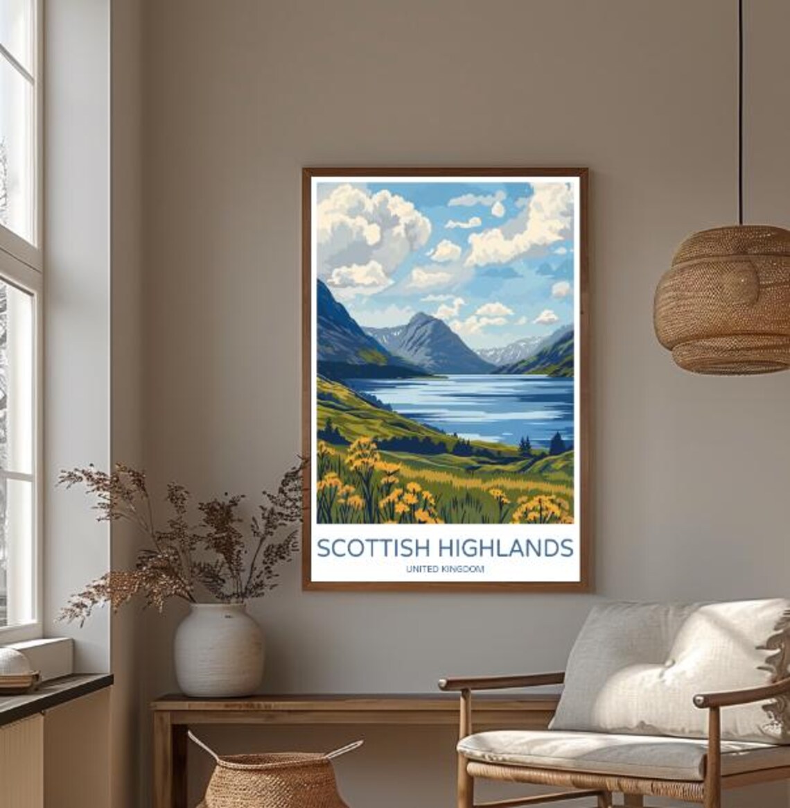 Scottish Highlands United Kingdom Loch Mountain Retro Travel Poster - Image 3