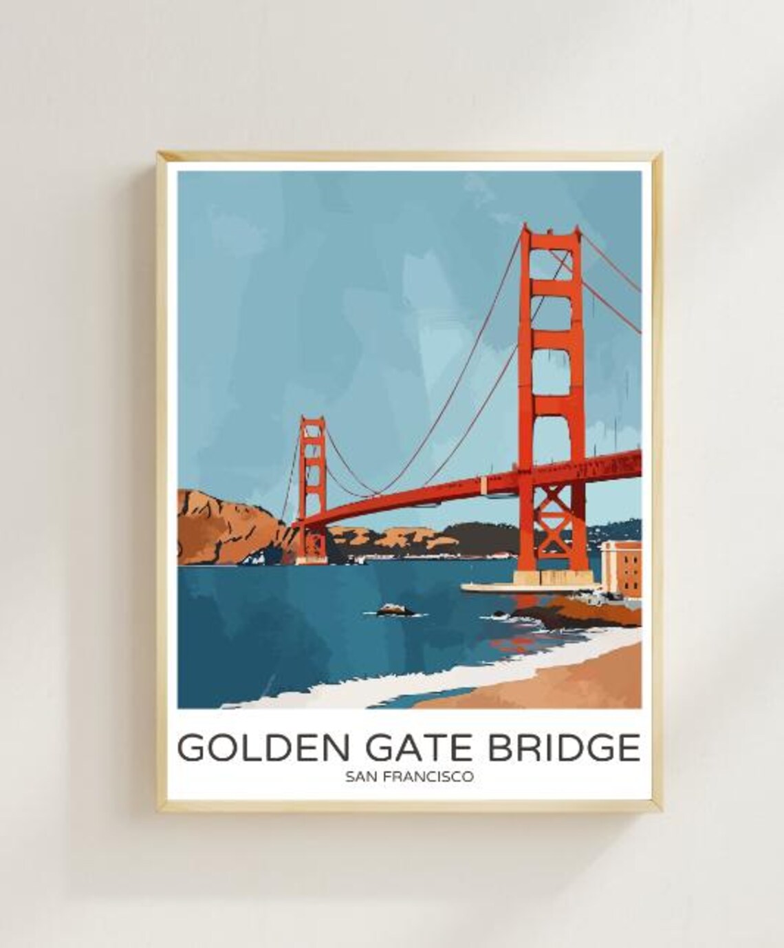 Golden Gate Bridge San Francisco Red Towers Over the Bay Travel Poster
