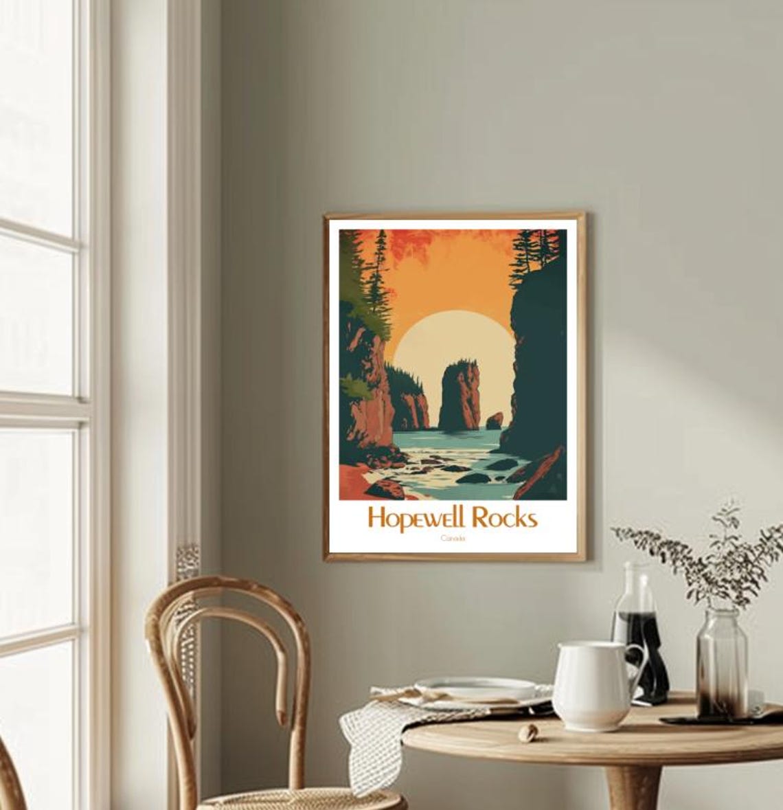 Hopewell Rocks Sea Stacks Glowing at Golden Sunset Canada Poster - Image 2