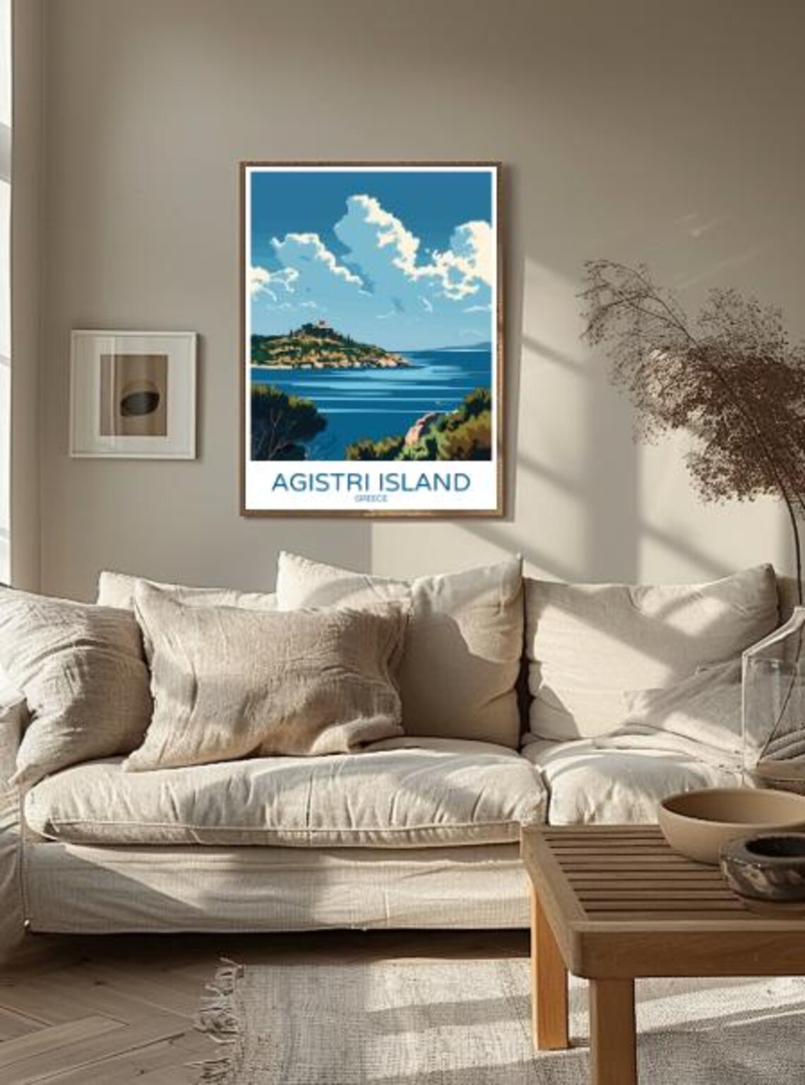 Agistri Island Greece Travel Poster Scenic Beach Village Wall Art Greek Island Print Coastal Decor Travel Gift Wall Art Nature Decor - Image 2